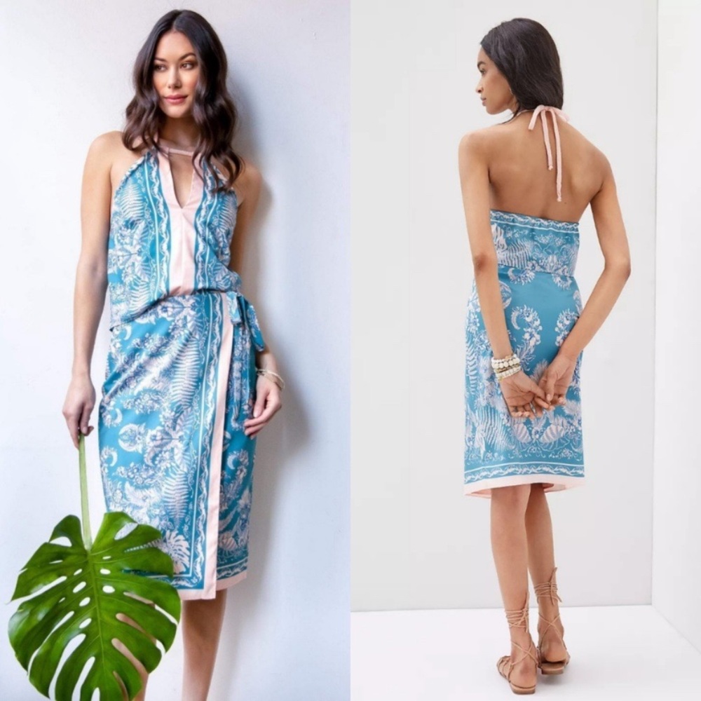 Eva Franco Blue and Pink Halter Dress